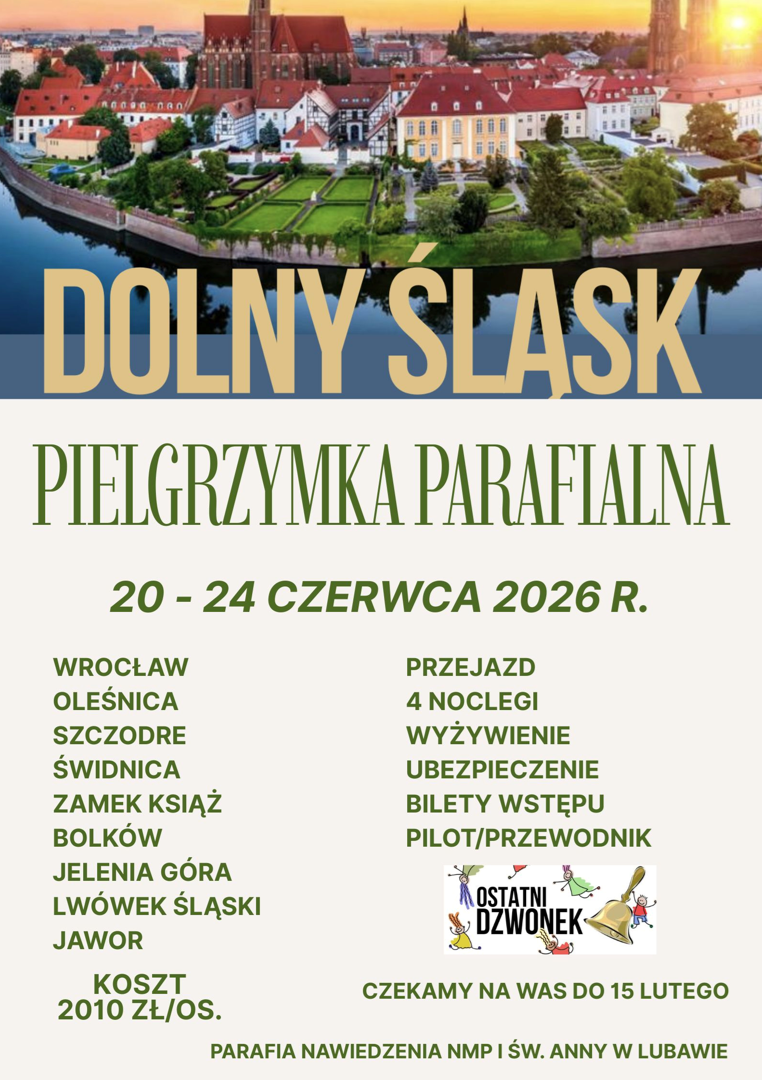 You are currently viewing Z parafią na pielgrzymi szlak – wyjazd na Dolny Śląsk | OSTATNIE WOLNE MIEJSCA! ZAPISY DO 15.02.2026